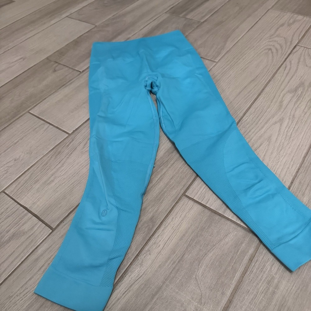Lululemon Zone In Tight Teal Blue 6 Compression Shaping High Rise Leggings - Picture 5 of 10